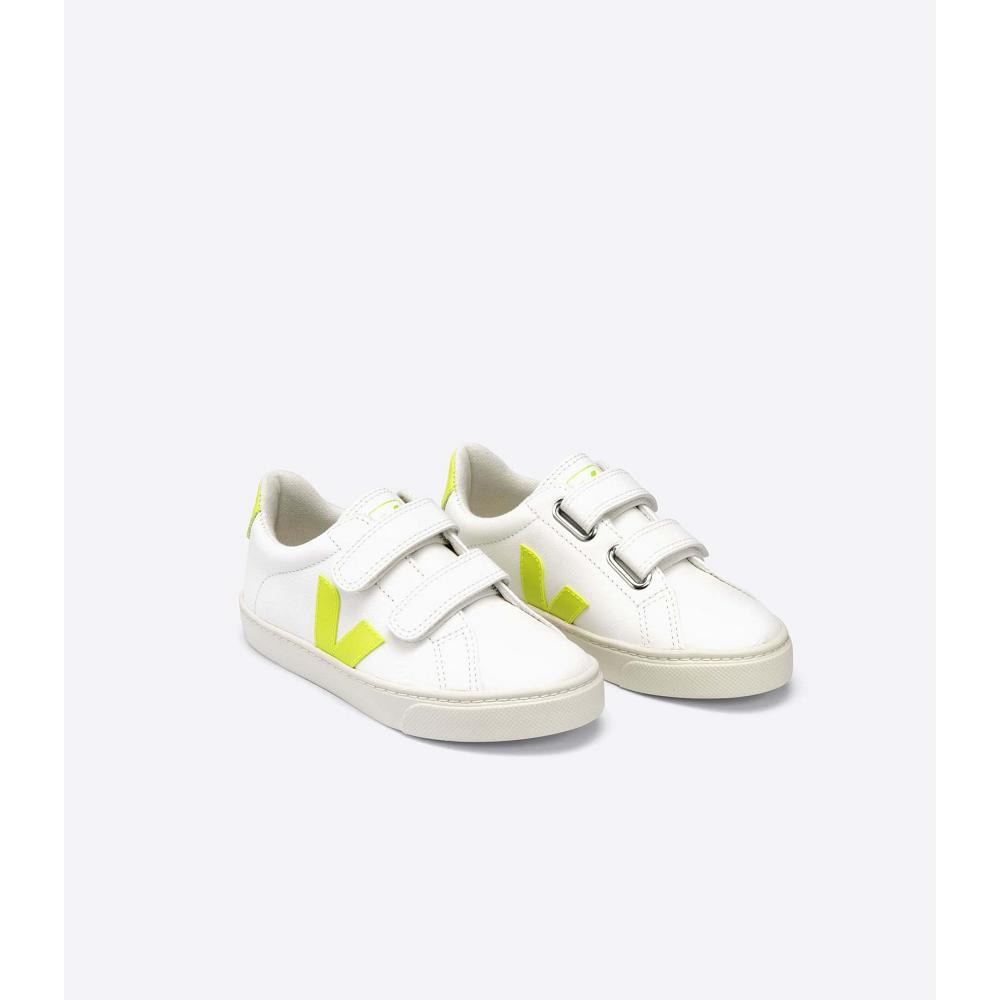 Kids' Veja ESPLAR CHROMEFREE Shoes White/Green | SG 726GSO